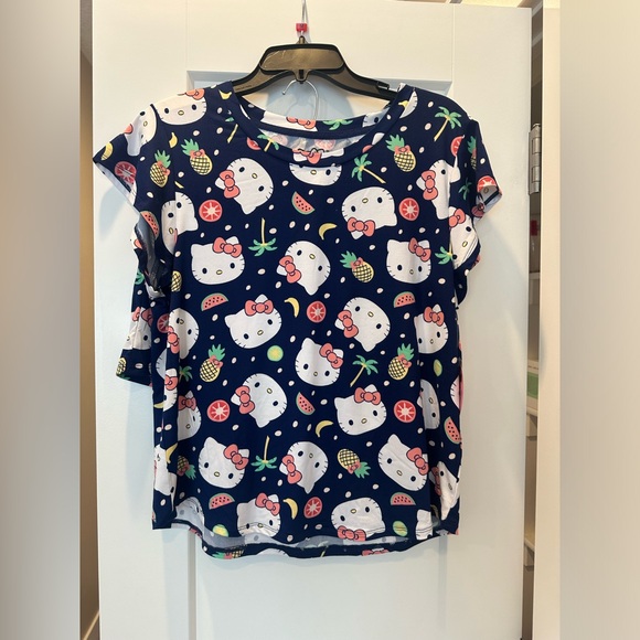 Hello Kitty Summer Fruit Navy Blue Pajama Short Set - Size Medium - Picture 1 of 5